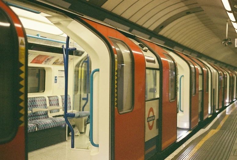 there is an empty subway car in the station