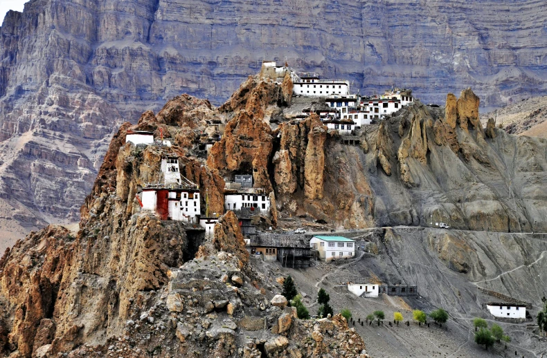 a small village on top of a cliff