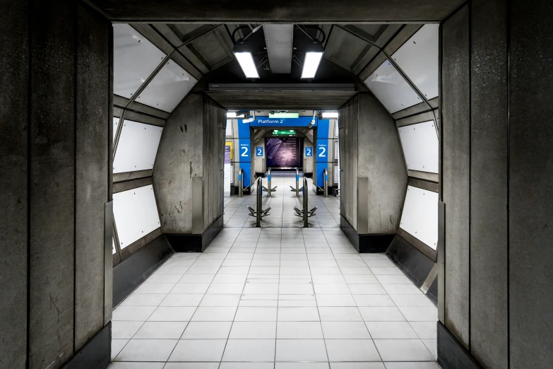 a view of the interior of an outdoor subway station