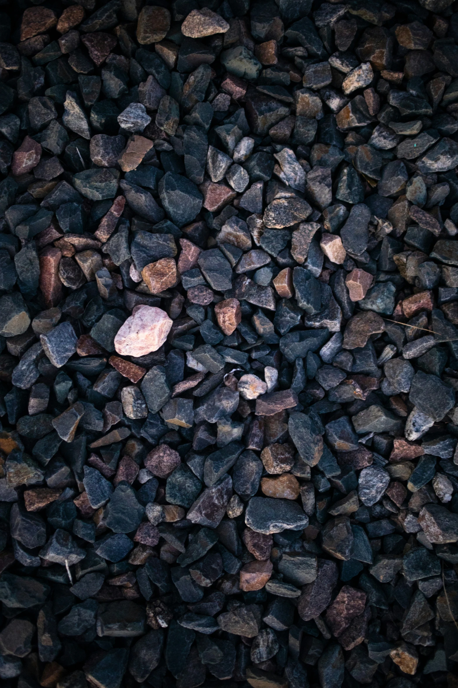 rocks and gravel are seen here from above