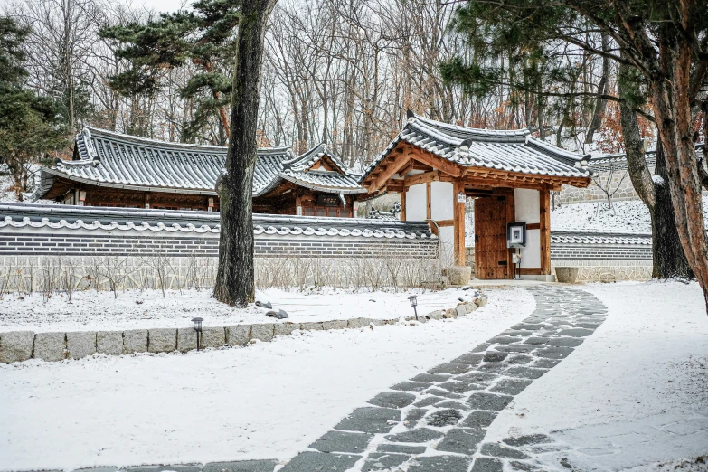 the path leading to the shrine in snow