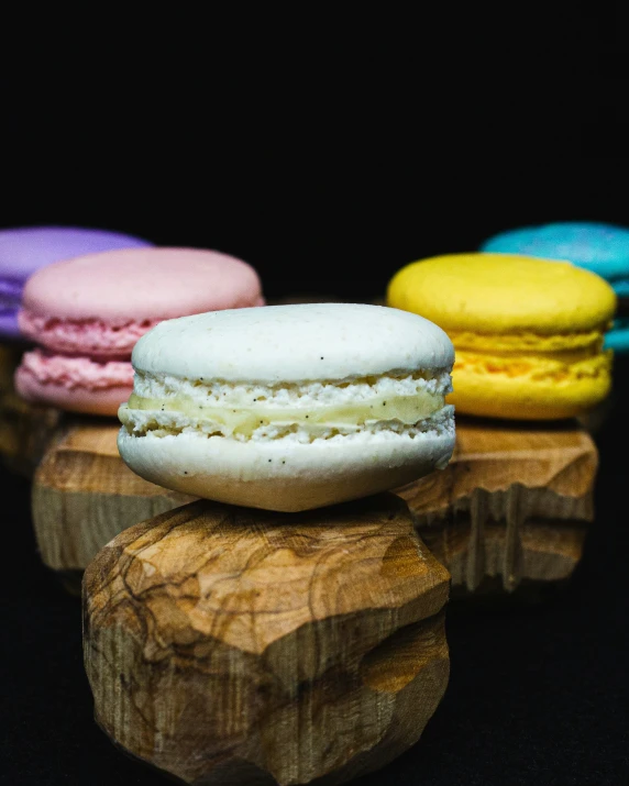several small colorful cookies stacked on each other