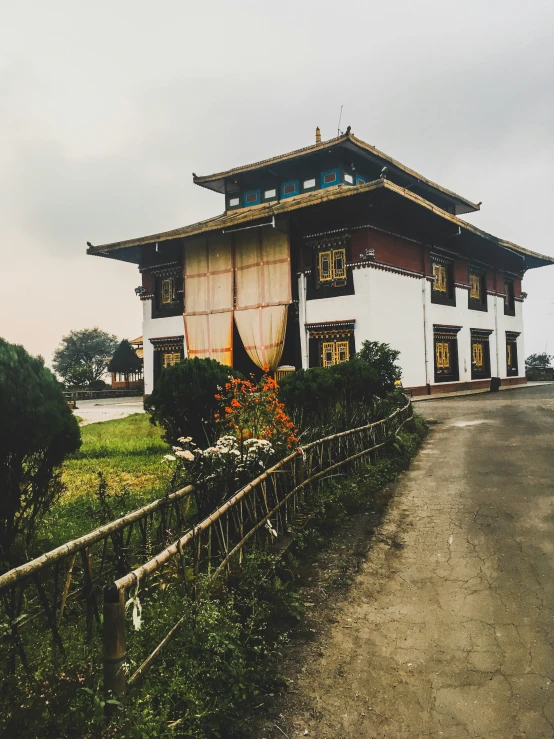 a picture of a building with tall windows