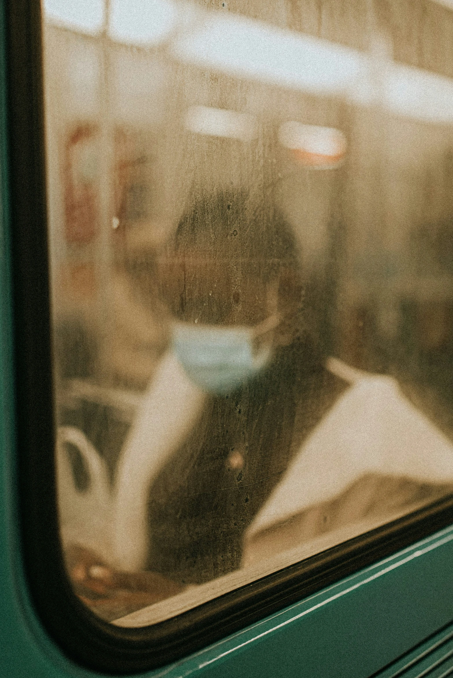 closeup of a man sitting in a train