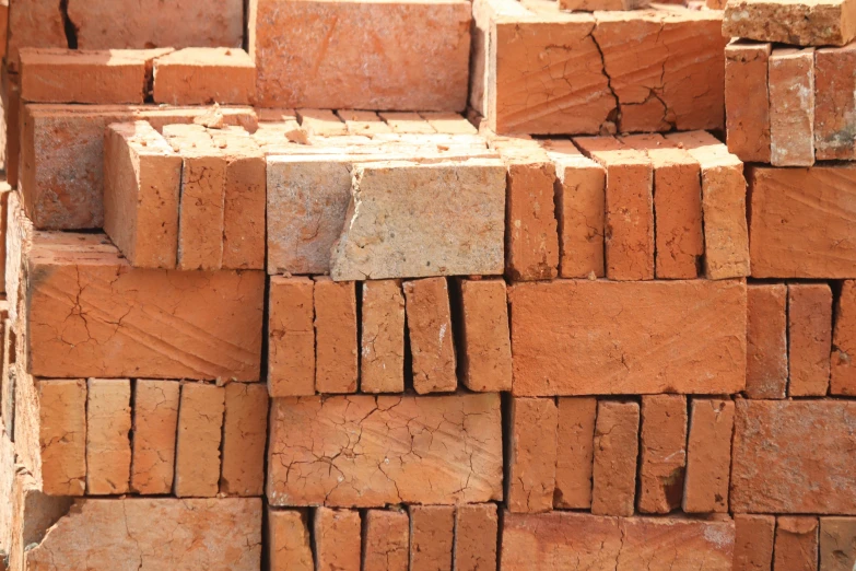 a pile of bricks that are stacked up together