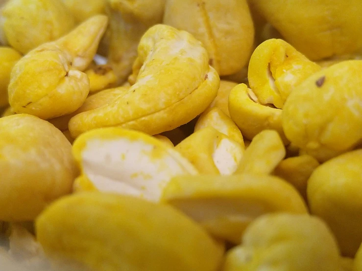 the peeled nuts are yellow in color