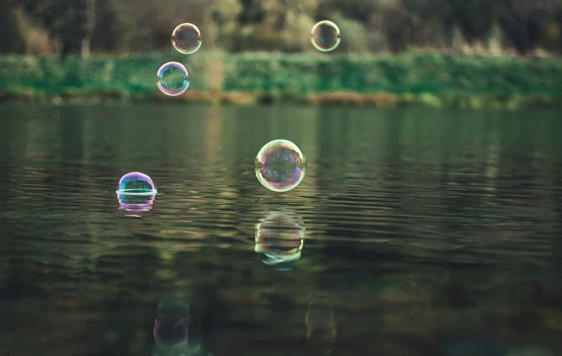 bubble floats floating on water in a field