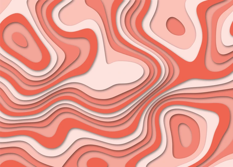 an abstract pink and red pattern made of wavy lines