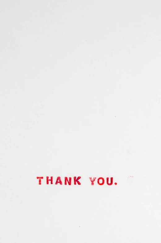 a red and white sign with words thank you written on it