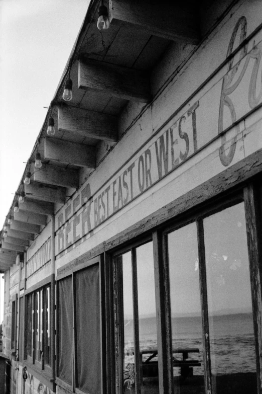 a black and white pograph of the exterior of west coast