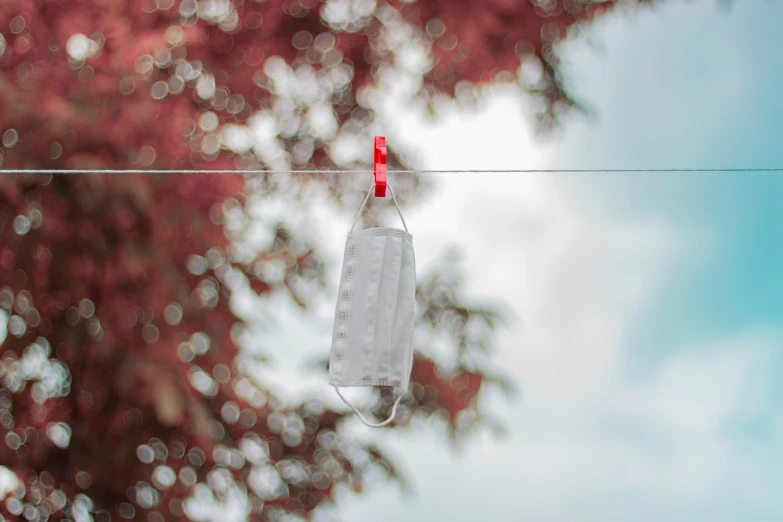 a surgical mask on a line