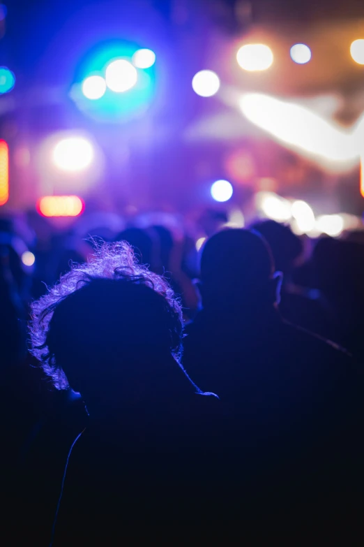 people with their faces slightly obscured by camera lens at a concert