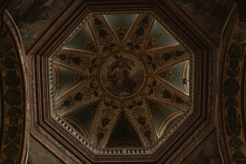 the ceiling is decorated with intricate design