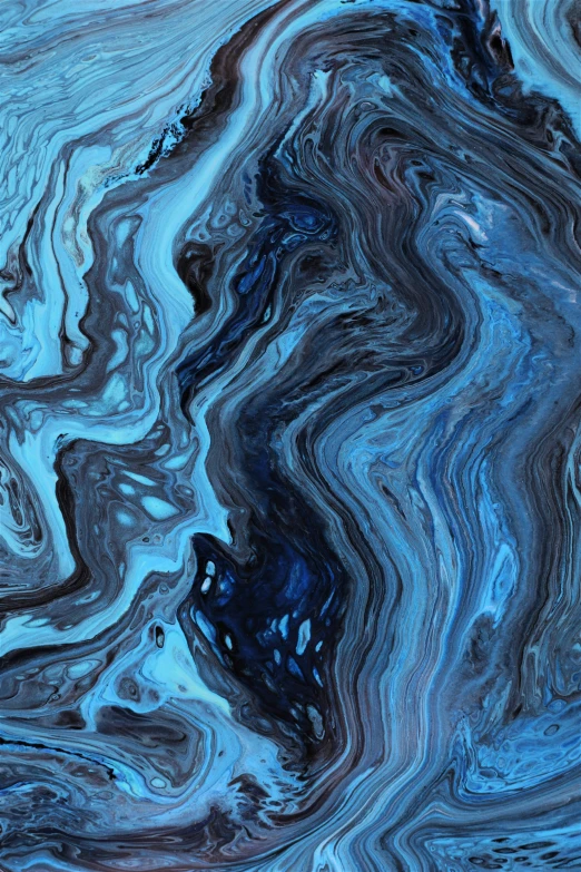 blue and black wavy liquid painting on a white background