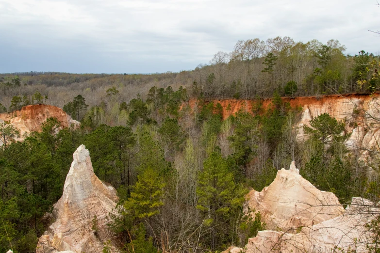 a scenic view of cliffs on an overcast day