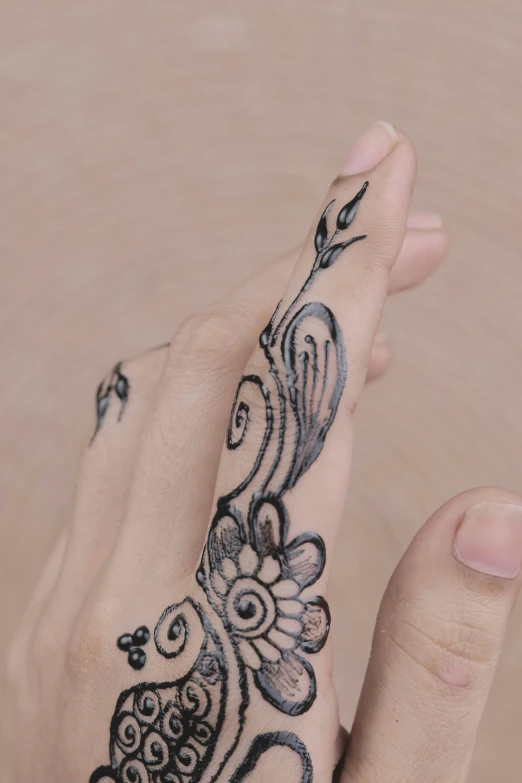 a person has a tattoo on their hand