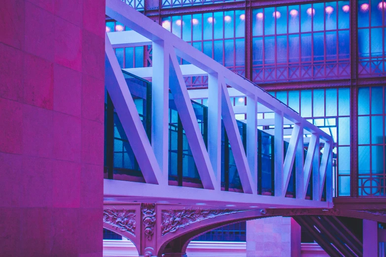 an abstract po of a pink - blue bridge