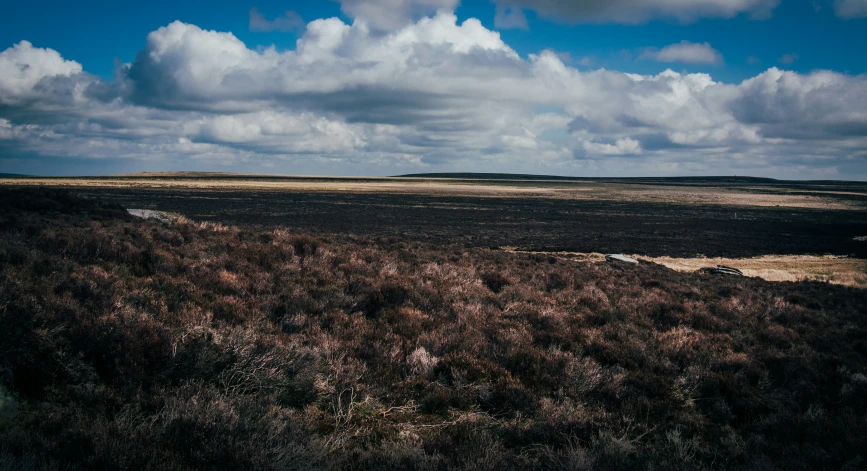 a very scenic view of a field with clouds