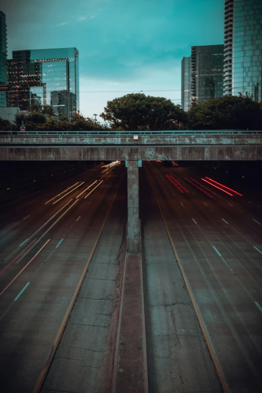 a long exposure s of a freeway at night