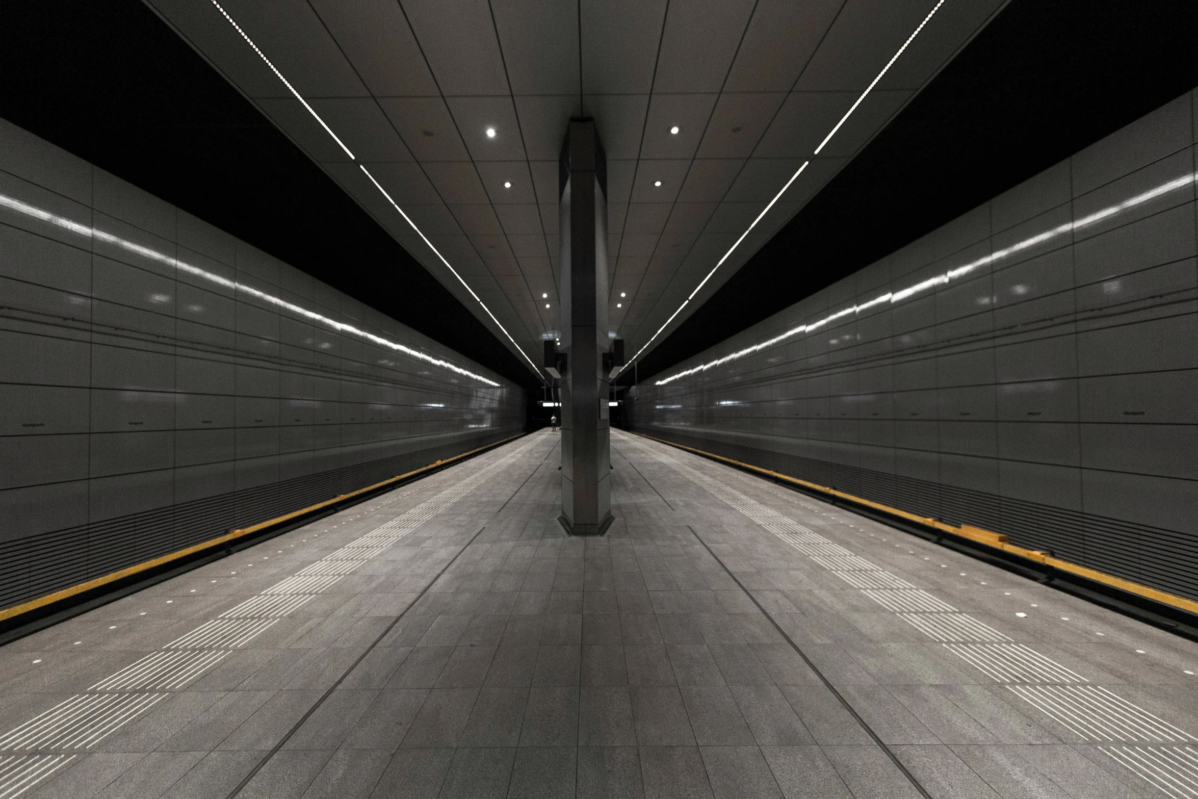 an artistic pograph of a subway train platform