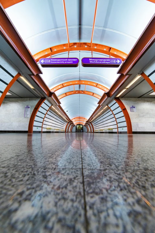 the inside of a subway station with its vaulted ceiling