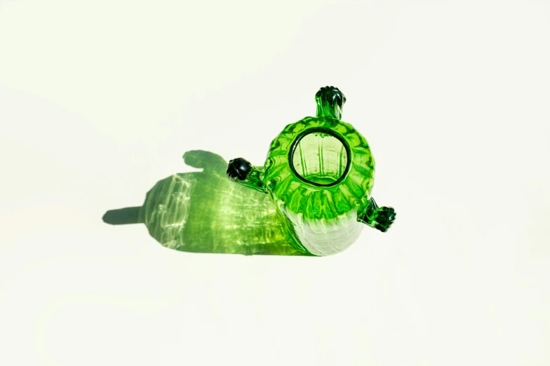 an object made from plastic bottle that has a small turtle