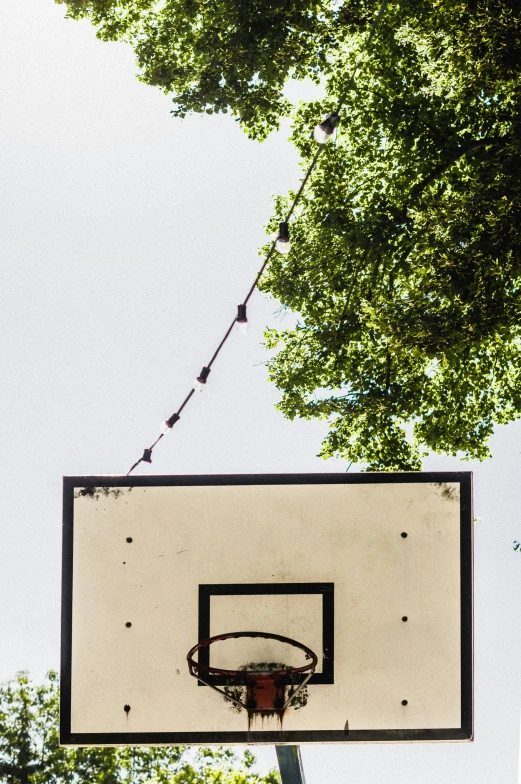 a basketball going through the air on a hoop