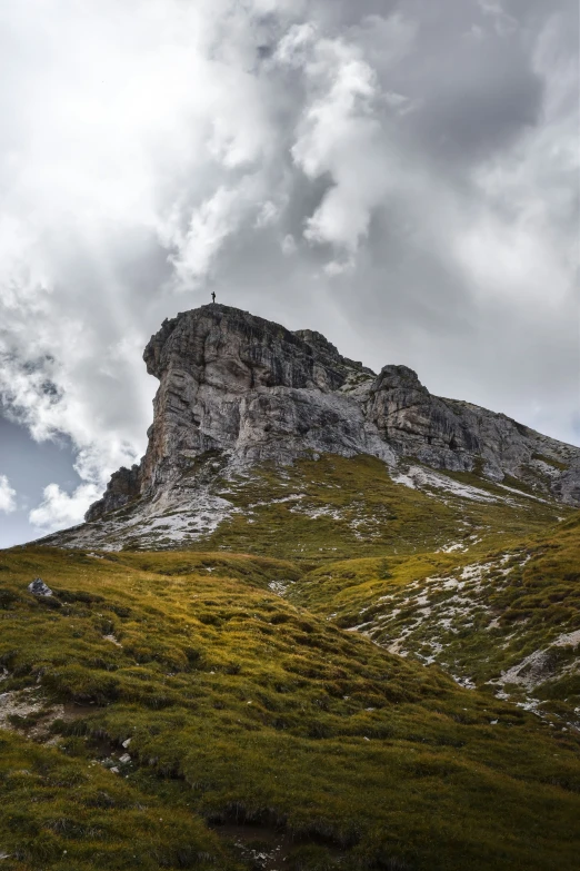 the mountain is covered in many tiny plants