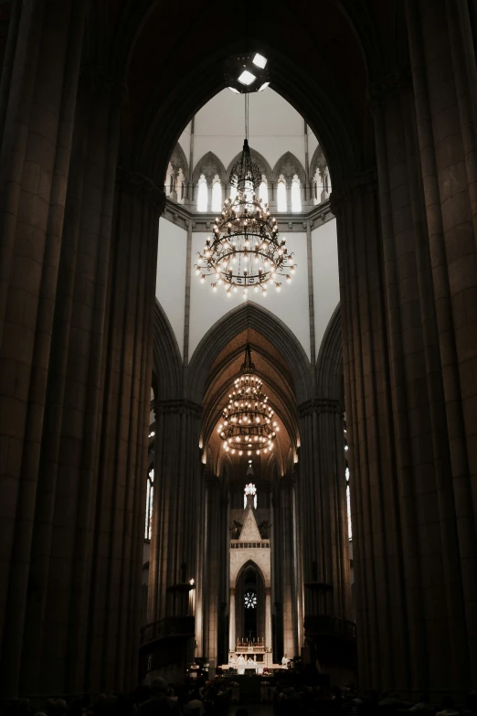 the ceiling of a building is lit up