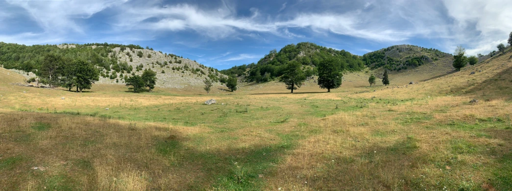 a big hill with some trees on top of it