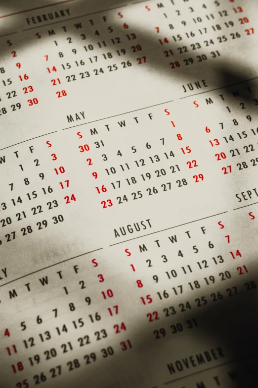 a pograph of an event calendar showing the date of the event