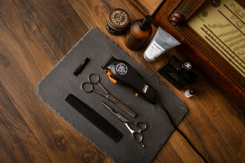 several hair care supplies are sitting on a table