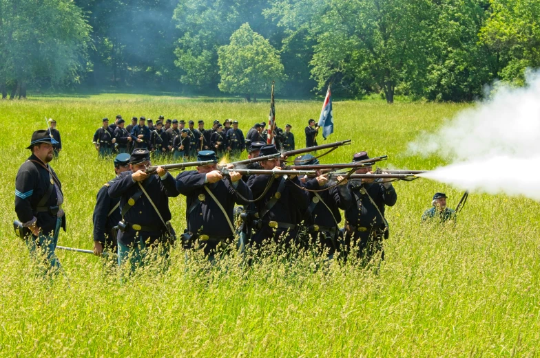 the civil war reenactment with cannon shoots