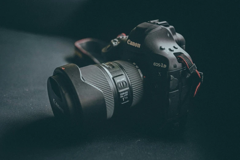 close up on a canon camera lens, focusing on the lens