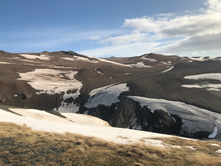 a scenic view of a mountain range in winter