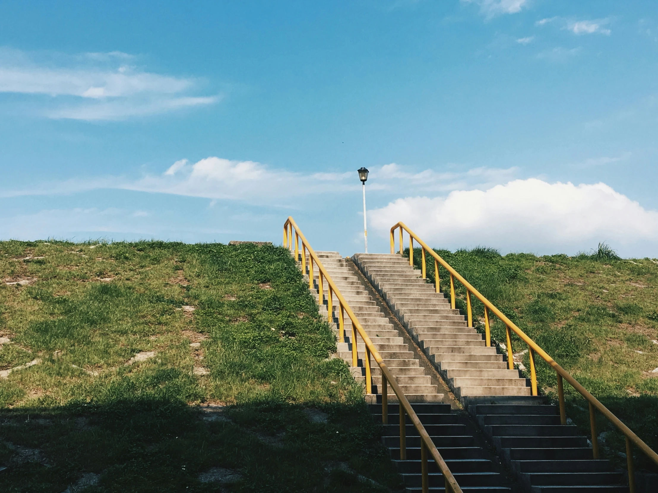 this is a view of the steps to the top of a hill