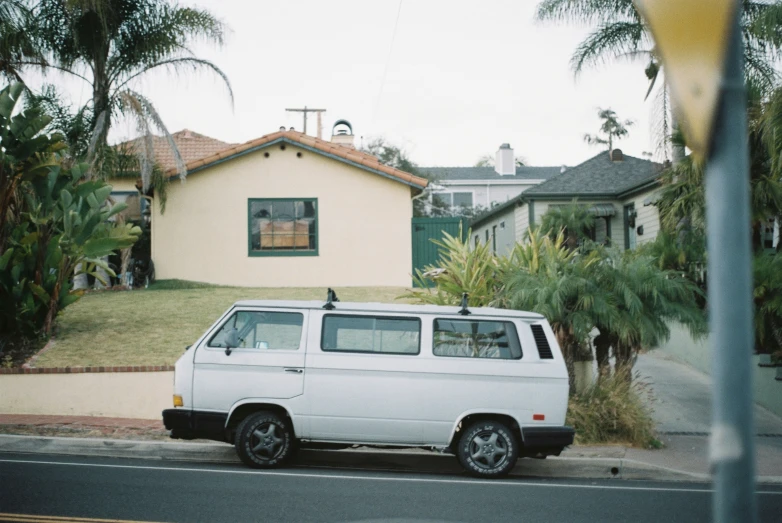 a van that is parked on the side of the road