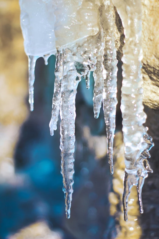 the icicles are all along with the water running