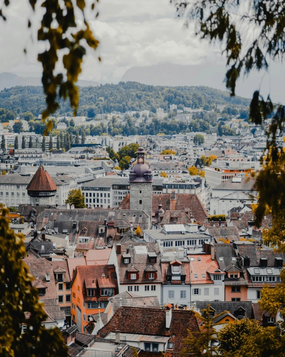 a view looking down onto a city from a viewpoint