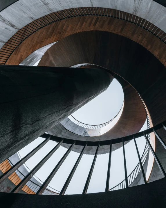 the ceiling and stairs are curved up