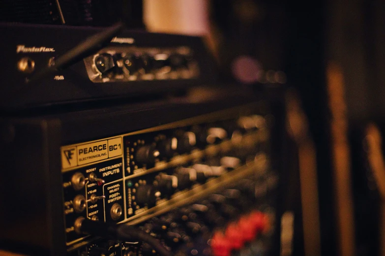 view from top of control panel in recording studio