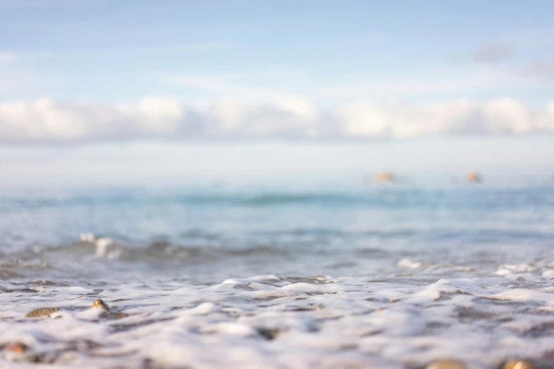 some sand water and clouds in the day