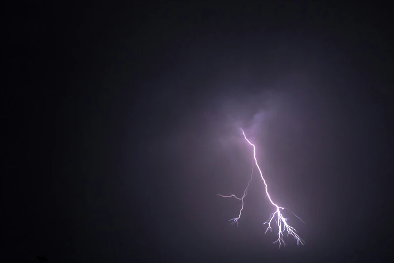 lightning in the dark sky, with two bolts above