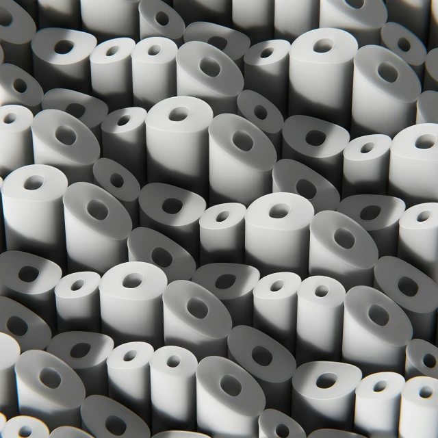 several rows and rows of toilet rolls lined up together