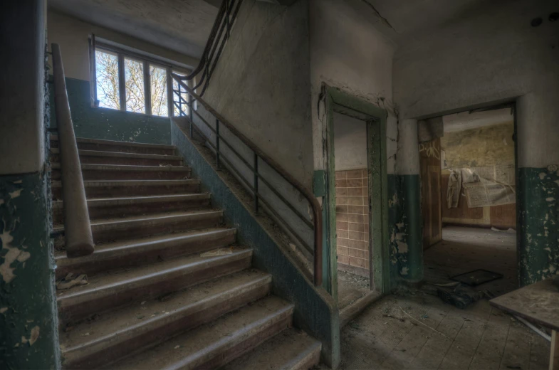 this is an old house stairs in an abandoned house