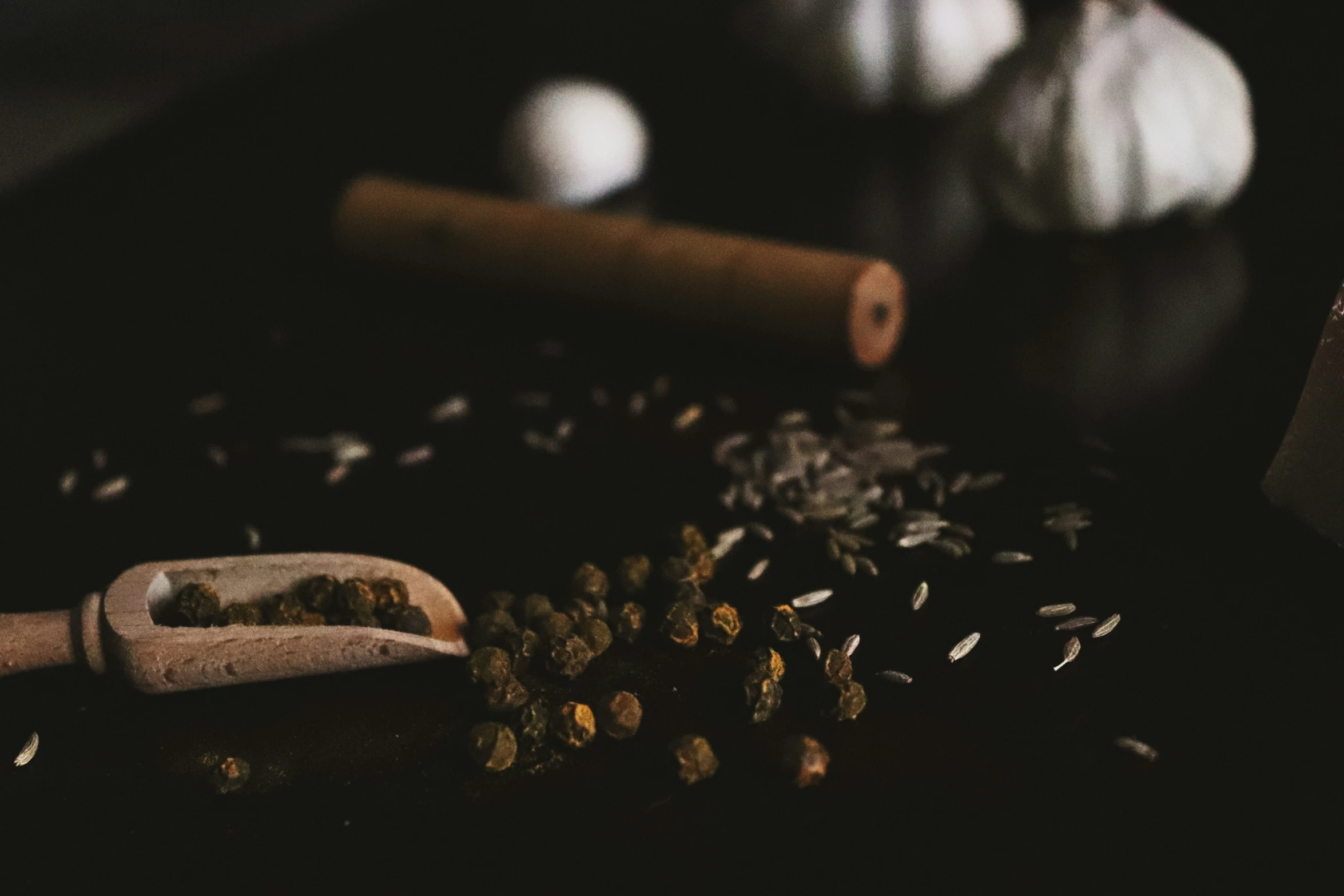 spices and spice being stirred on the table