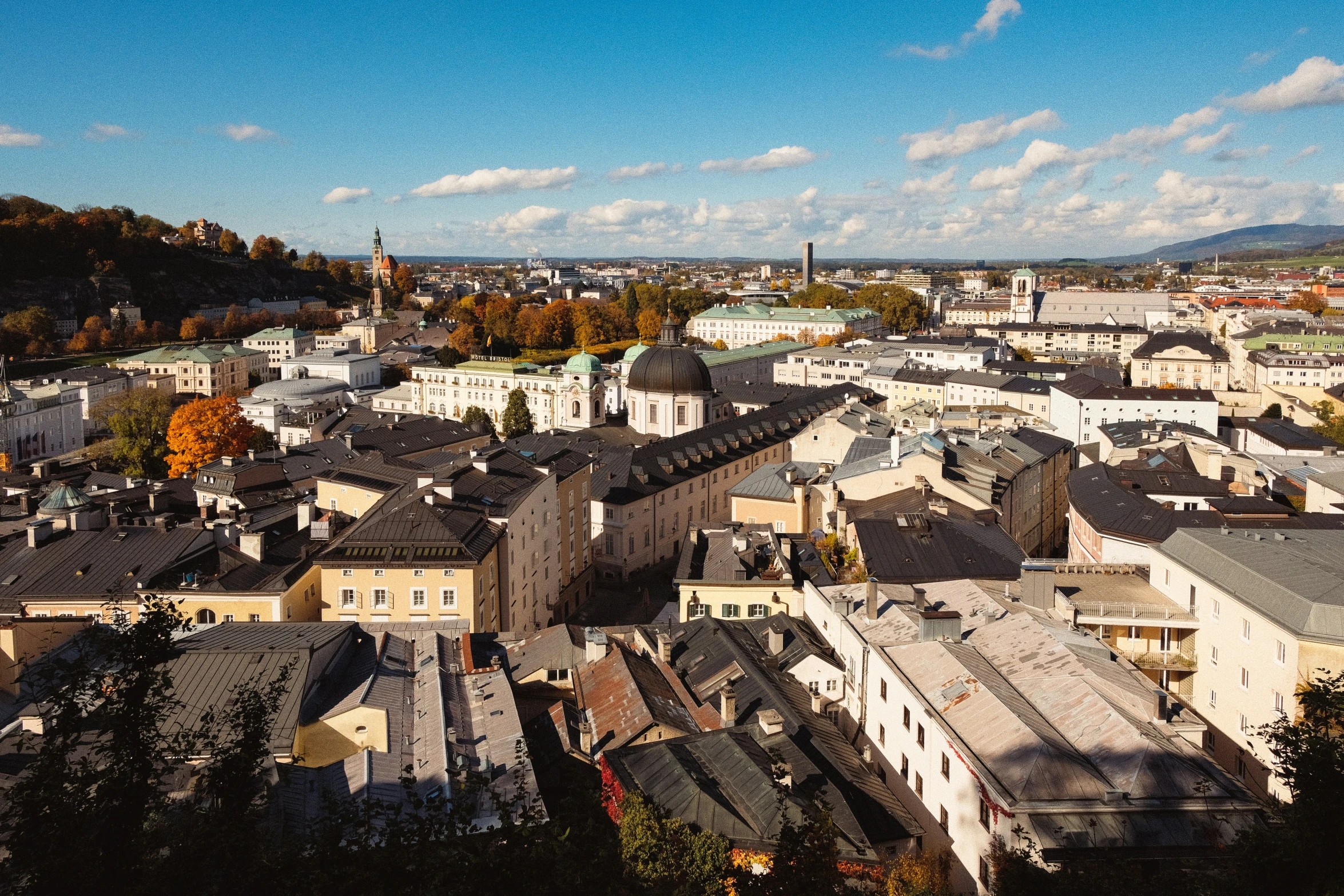 this is the view of a city on a sunny day