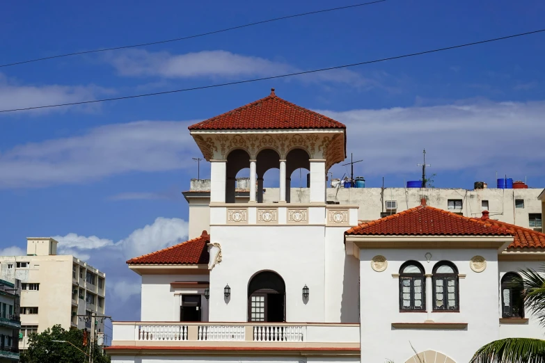 an old building with a clock tower on top