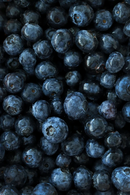 blueberries are piled up with some black seeds