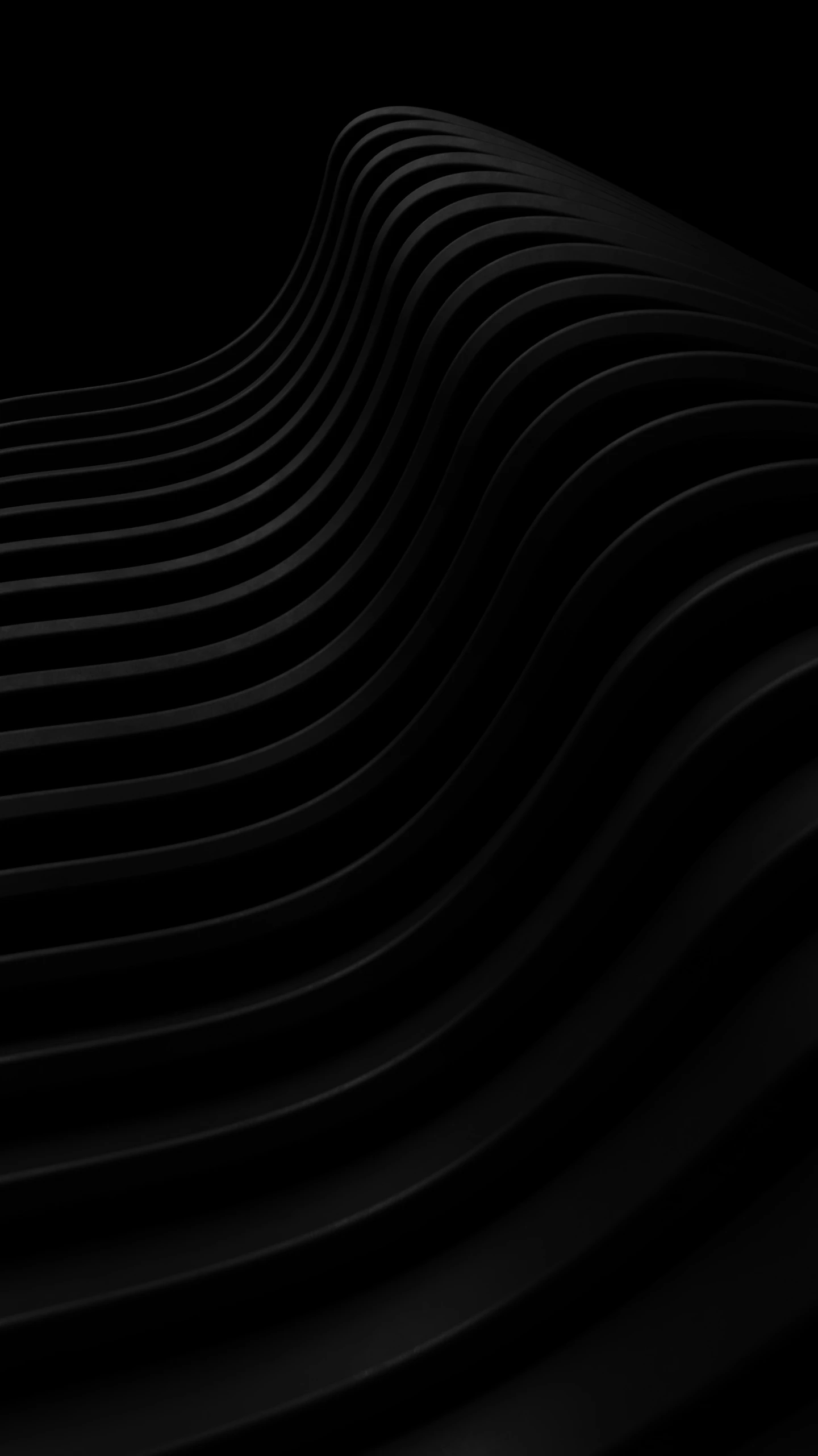 3d image of black waves on dark background